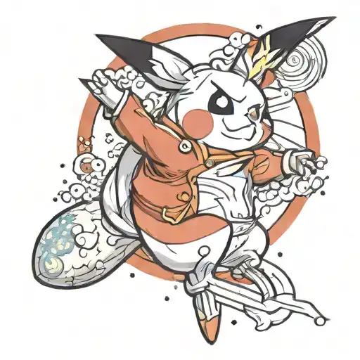 Pikatchu Lighting A Stroke Line With Moon