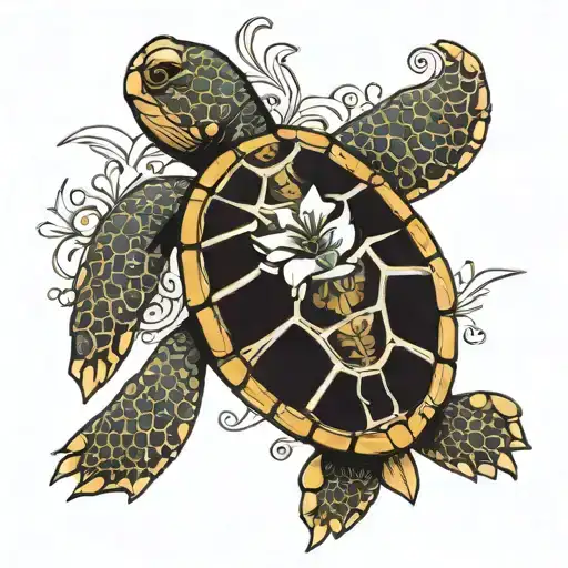 Tahitian Turtle With A Fleur-de-lis