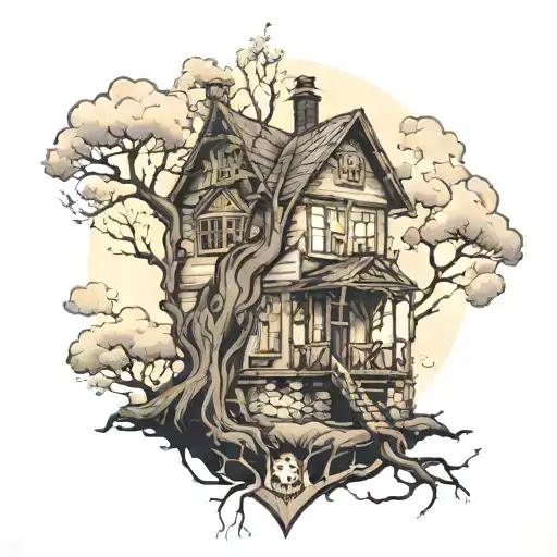 House With Tree Growing Through It