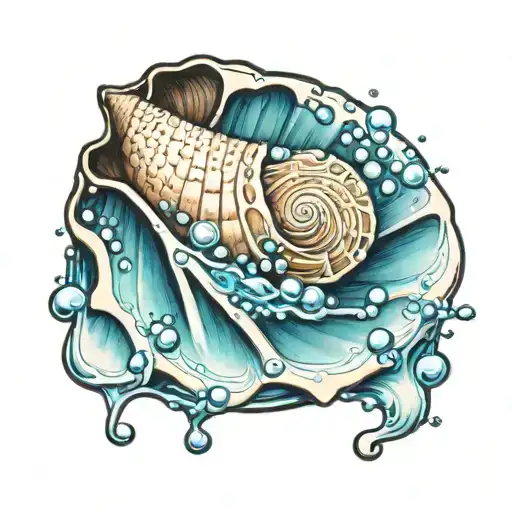 Seashell With Water Bubbles