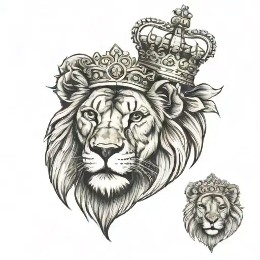 Lion Wearing A Crown Lioness With Crown And 2 Cubs Wearing Bow And 2 Cubs