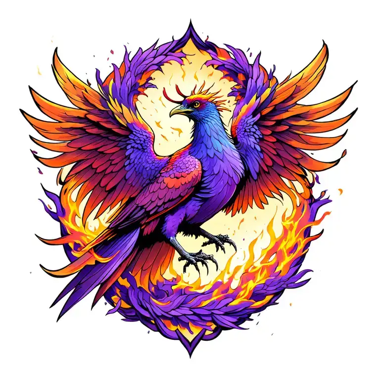 Purple Phoenix Rising From Ashes