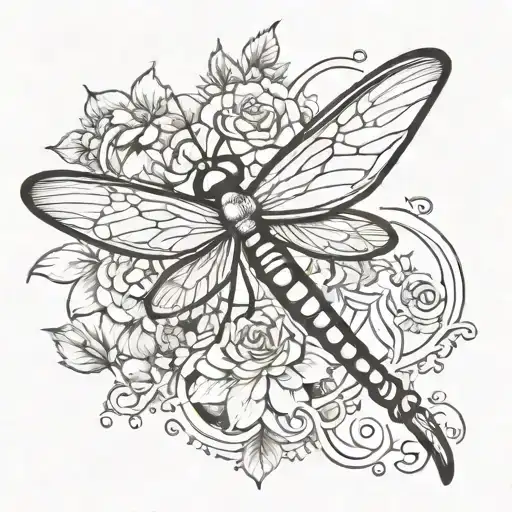 Simple Line Art Drangonfly