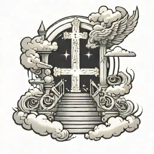 Cross With Stairs Going Into Heaven