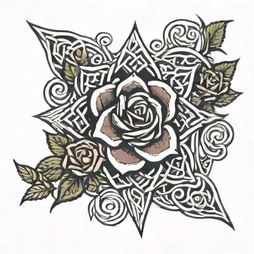 Celtic Knots And Copmass Rose Surrounded