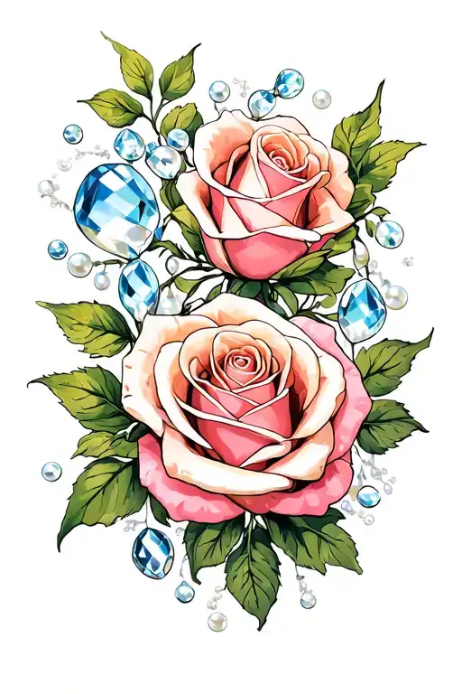 Pearls Alexandria And Moonstones With Roses Growing