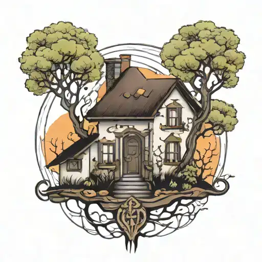 House With Tree Growing Through And Around It