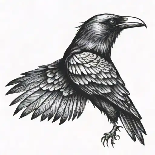 Symmetrical Crow Open Wings Back