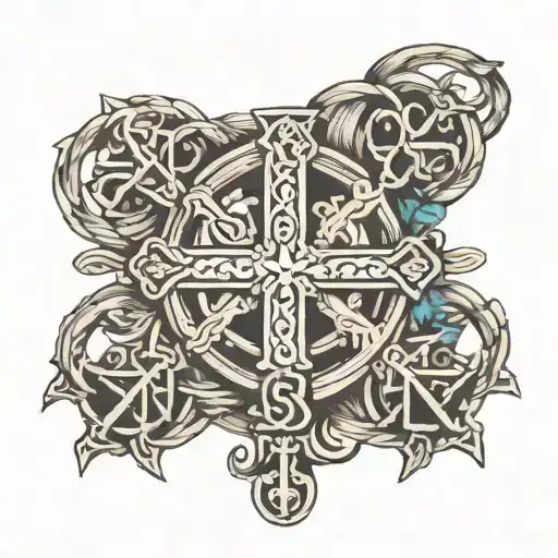 Roman Numerals With Cross Intertwined