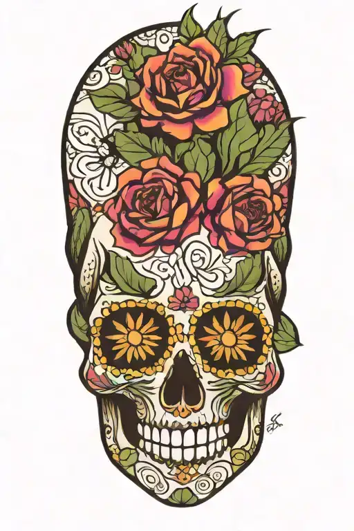 Prickly Pear Cactus And Sugar Skull