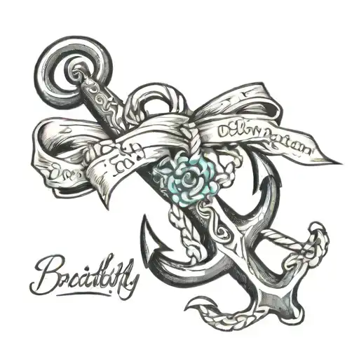 Anchor With Awareness Ribbon Wrapped That Says Beautifully Broken