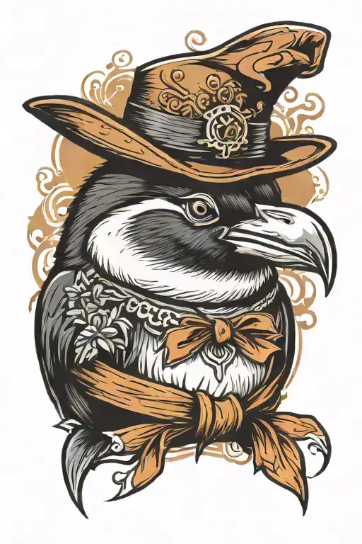 Penguine Huffing With A Hat On