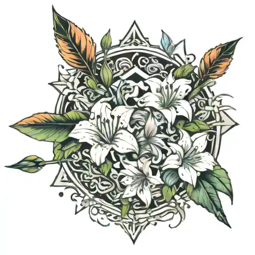 Arrow Surrounded By Lillies Wrapping