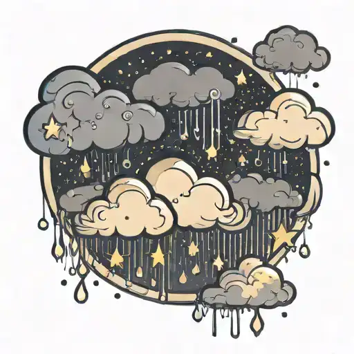 Rain Cloud Raining Twinkle Stars