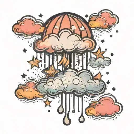 Rain Cloud Raining Twinkle Stars