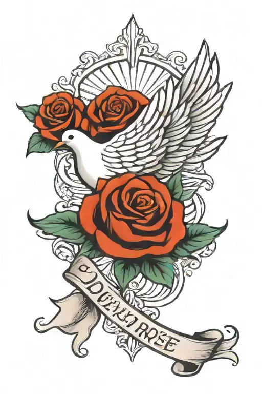 Dove Rose Light Rays Shining Banner