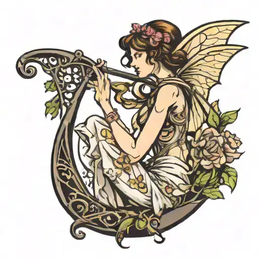 Side Profile Fairy Holding Scythe