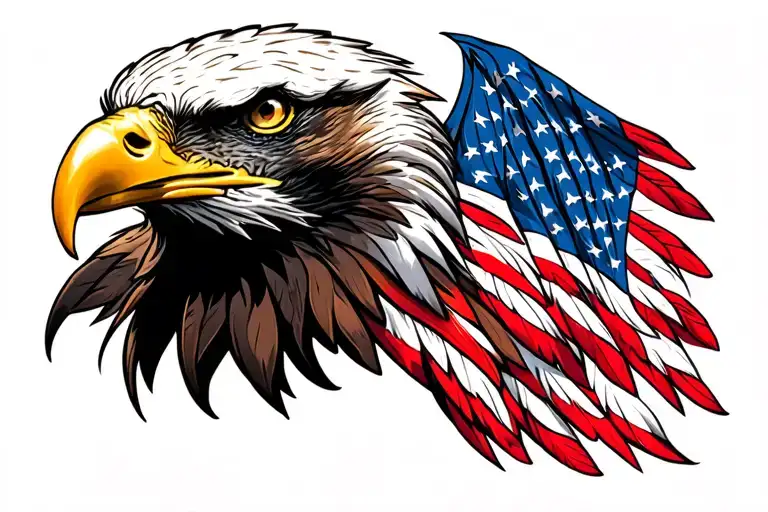 Bald Eagle Head With American Flag Feathers Transforming