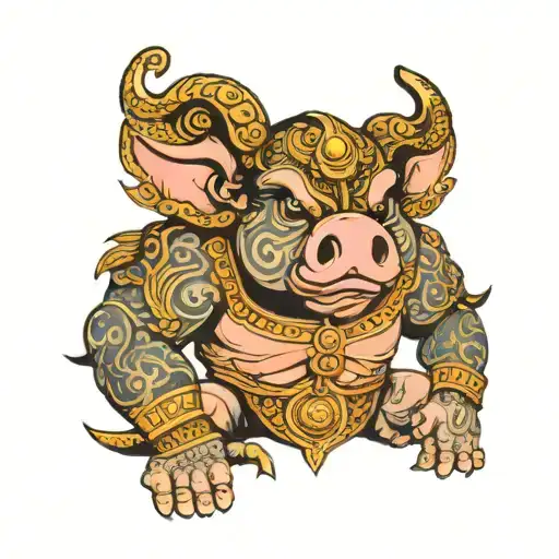 Hanuman Inspired Pig Warrior