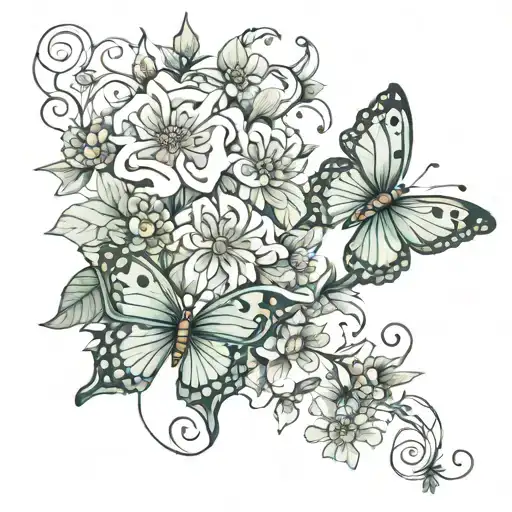 A Butterfly With Flowers Vine Wrapping For Ankle