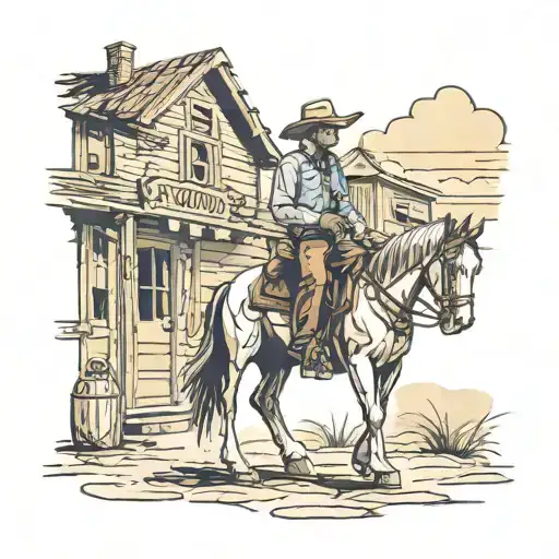 Cowboy Walking In To Saloon Scene