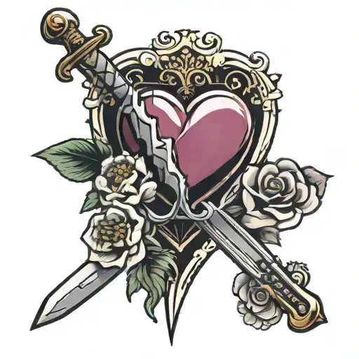 Heart Sword And Flowers Text Box