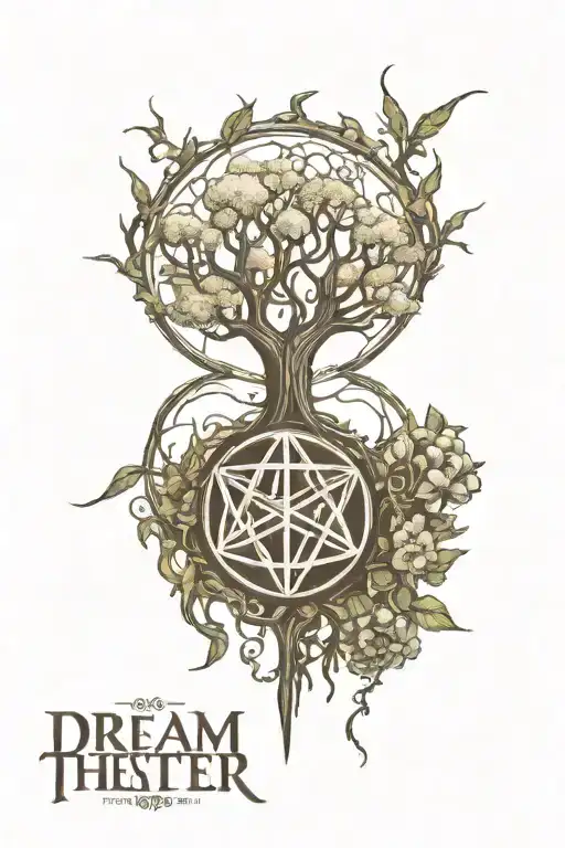 Dream Theater Logo But In Nature Elements Like Trees