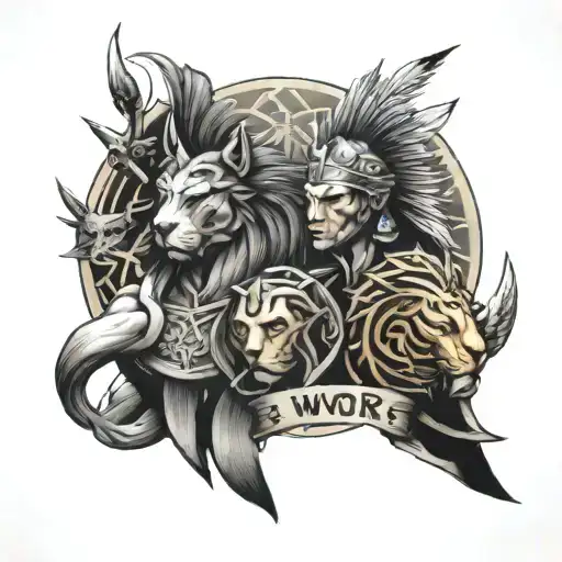 Different Warriors Of The World Together