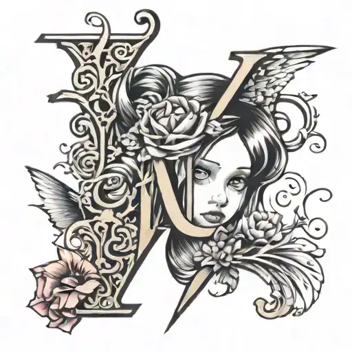 Letter N And Little Girl