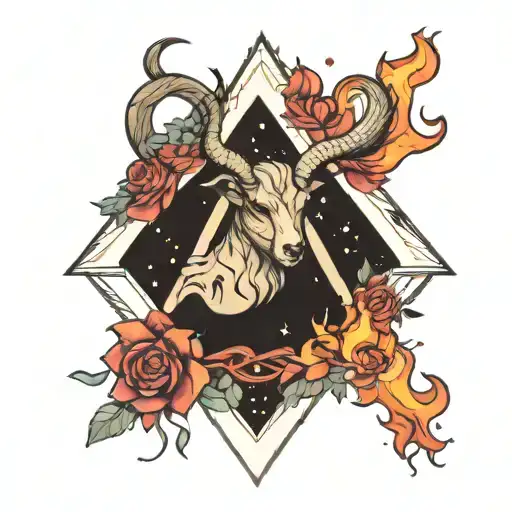 Triangle On Fire With Aries Constellation Intertwined