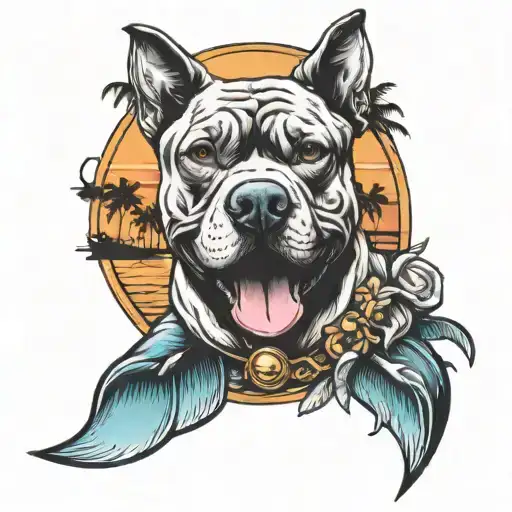 Brennan Shark Sunset Beach Palm Tree Pitbull Squirrel