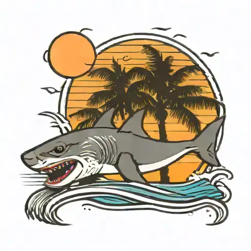 Shark Sunset Beach Palm Tree Pitbull Squirrel