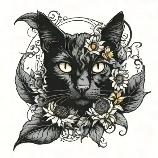 Black Cat Sunflower Surrounded
