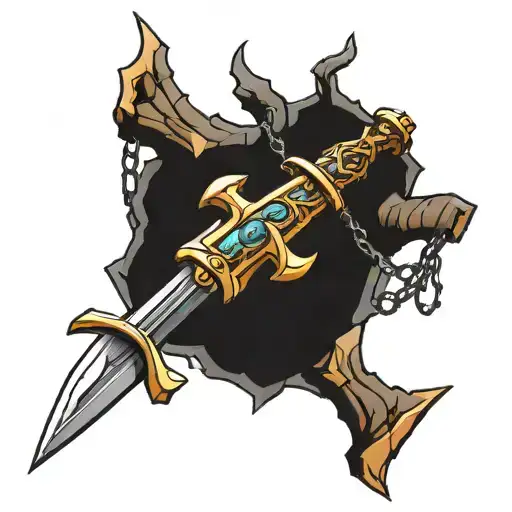 Stump Of A Sword On A Huge Chain