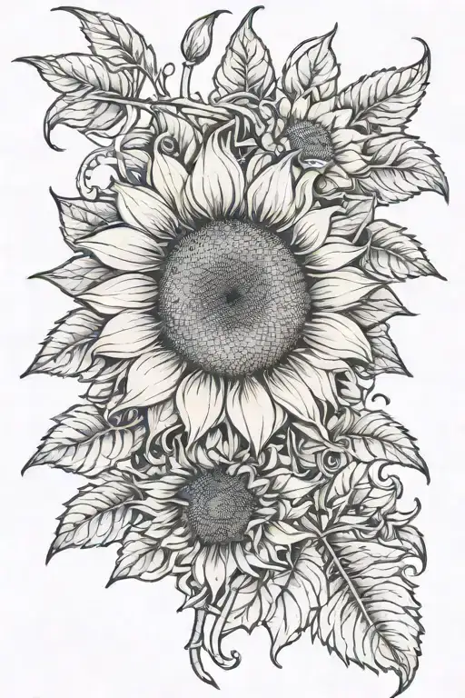Sunflower With Tasha Intertwined Into Stalk Intertwined