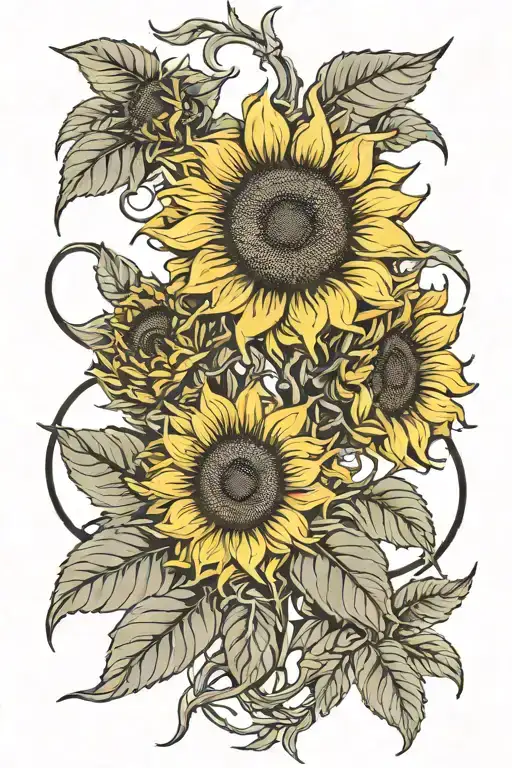 Sunflower With Tasha Intertwined Into Stalk Intertwined