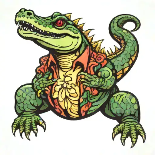 Alligator Wearing A Hawaiian Shirt