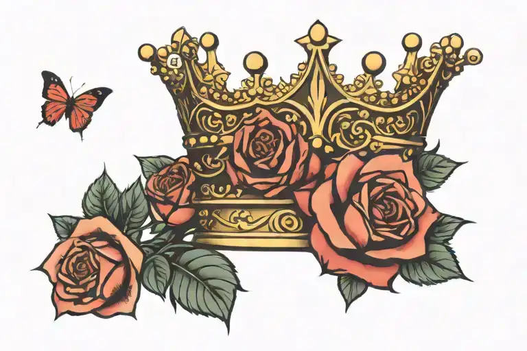 King's Crown Wrapped In Roses