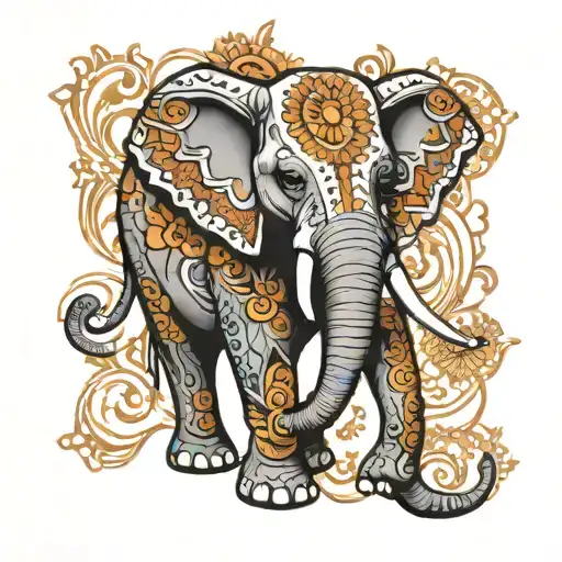 Elephant Mandela Design With Elements