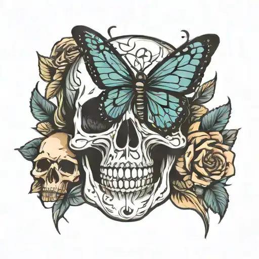 Skull And Butter Fly