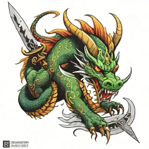Folklore Dragon With Knife