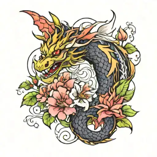 Dragon And Flowers Growing