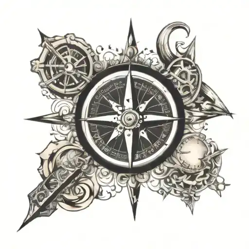 Compass Surrounded By Various