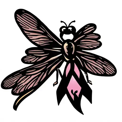 Dragonfly With Lung Cancer Awareness Ribbon