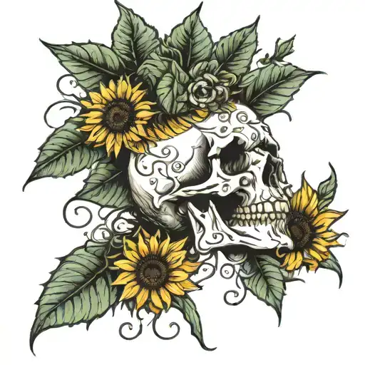 Skull And Sunflowers Emerging