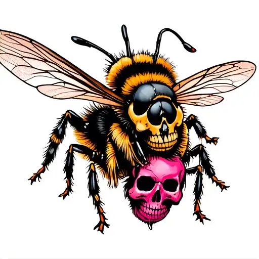 Bee With Skulls And Pink