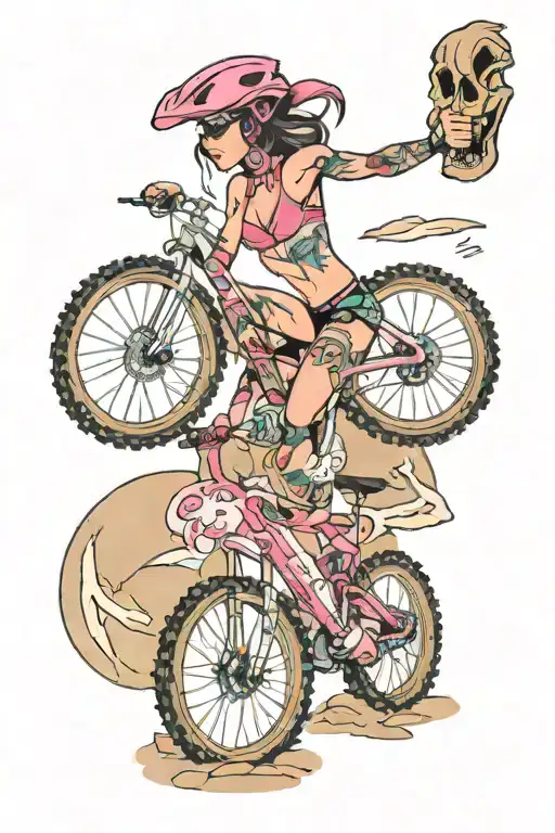 Pinky Girly Mountain Biker Wearing Bikini