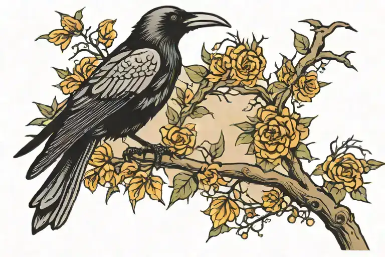 Crow Perched On A Branch