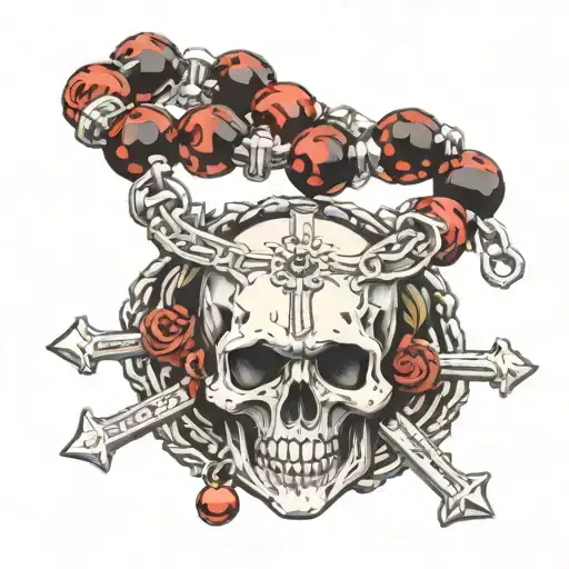 Conquistador Skull Rosary Wrapped Loosely