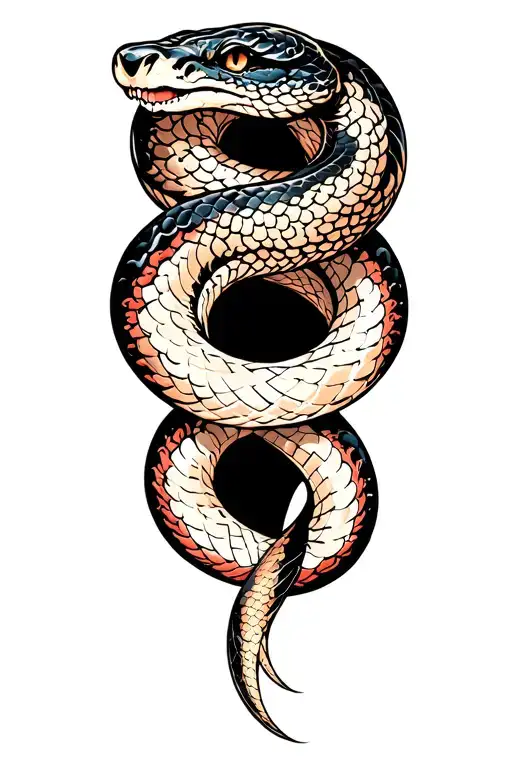 Snake Intertwined 2 Heads 1 Head On Top 1 Head On Bottom 1 Tail Connecting